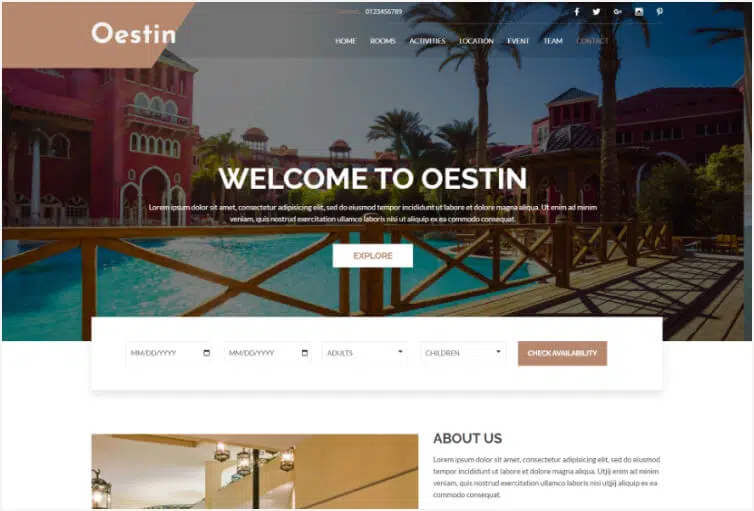 Oestin - Hotel & Resort HTML Template