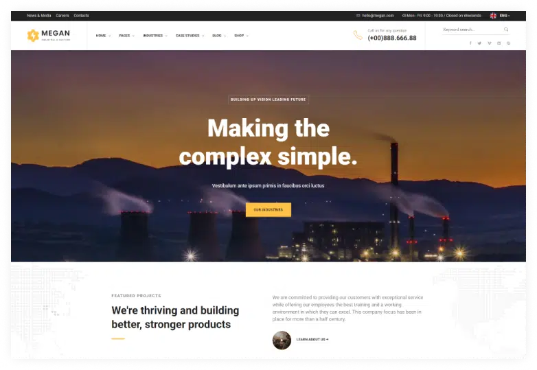 Megan - Industrial & Manufacturing Businesses HTML Template