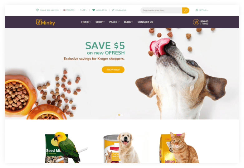 Minky – Pet Food Responsive eCommerce HTML5 Template
