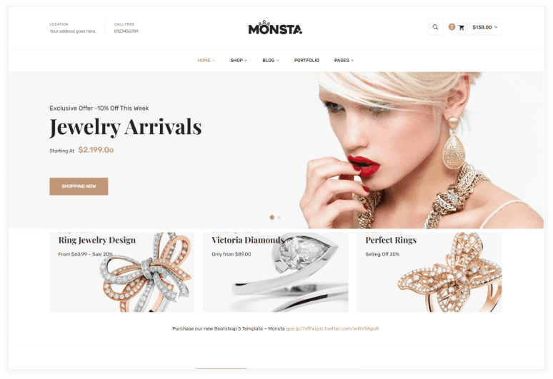 Monsta - Jewelry Shop eCommerce Bootstrap 5 Template