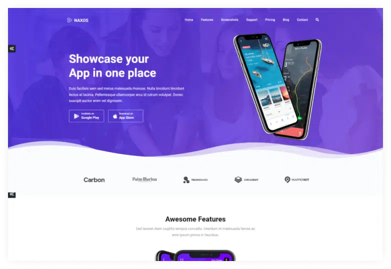 Naxos - App Landing Page Template