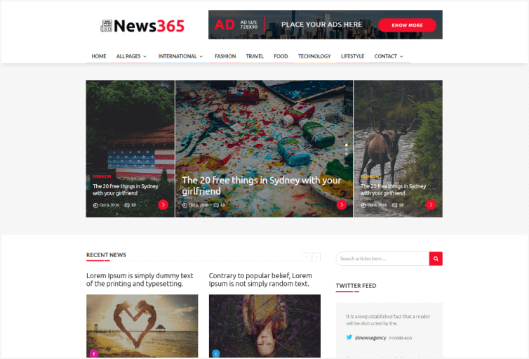 News365 – Multipurpose Newspaper and Blog HTML Template