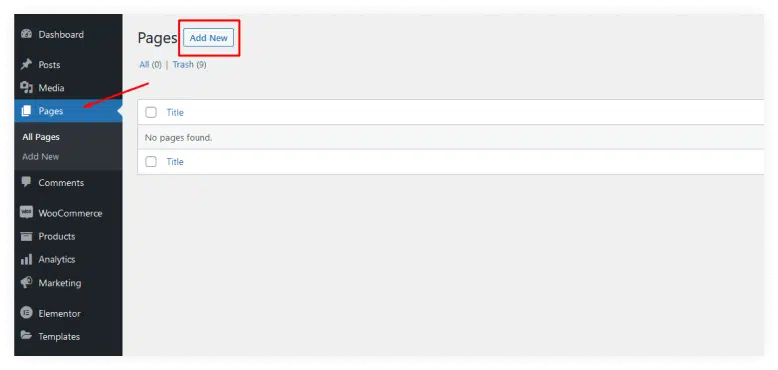 Pages → Add New or Posts → Add New.
