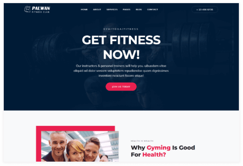 Palwan - Gym Fitness Bootstrap Template
