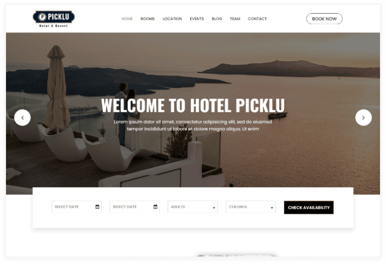 Picklu Hotel Resort HTML Template