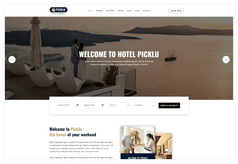 Picklu - Hotel Resort HTML Template