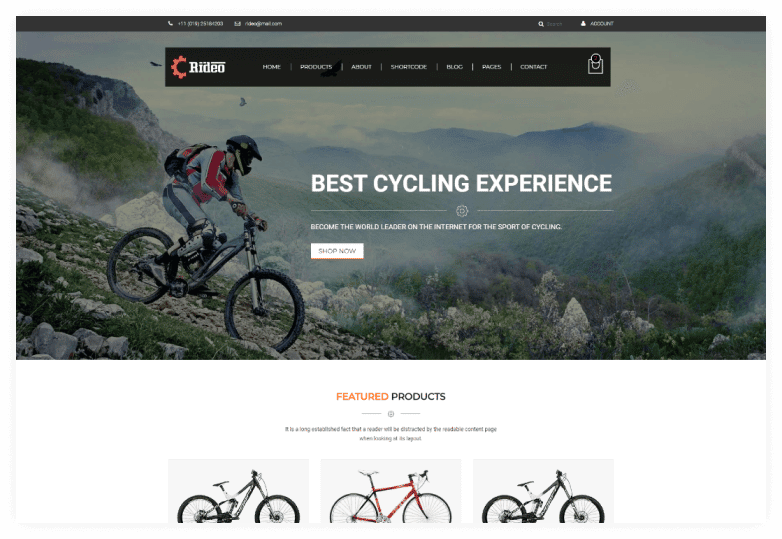 Rideo - Bicycle Store HTML Template