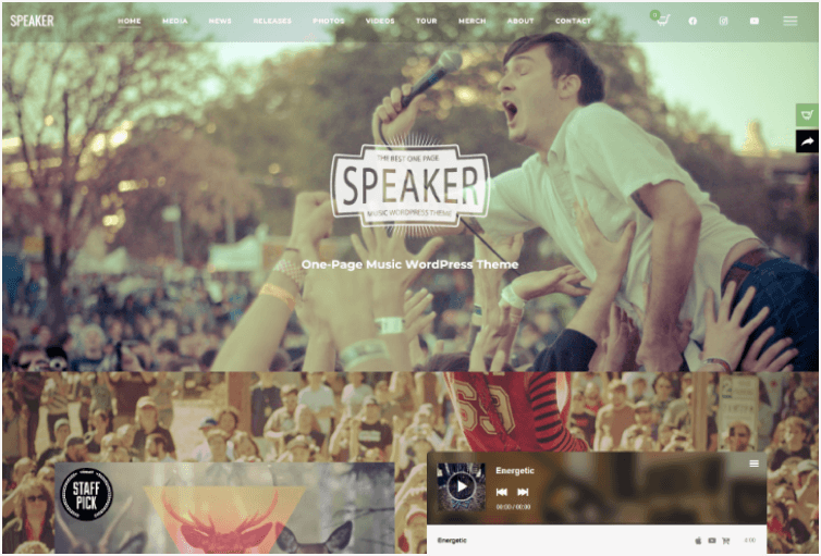 Speaker – One Page Music WordPress Theme