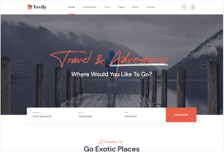 Tevily - Travel & Tour Agency HTML Template