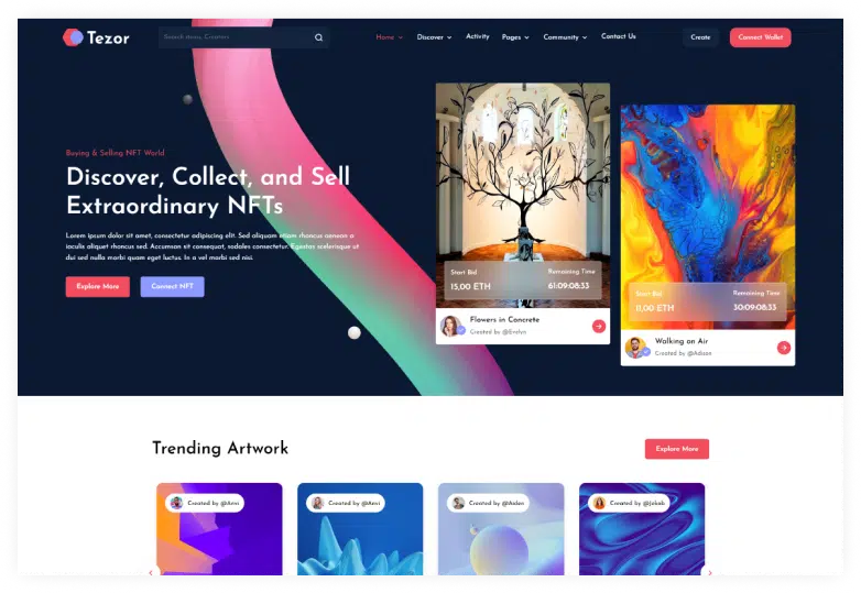 Tezor - NFT Marketplace HTML Template