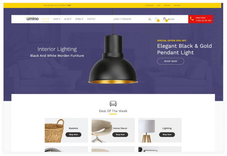 Umino - Furniture & Interior eCommerce Bootstrap 4 Template