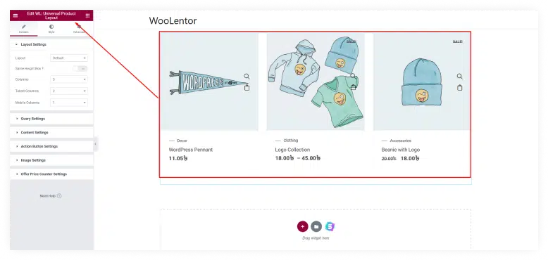 Universal Product Layout