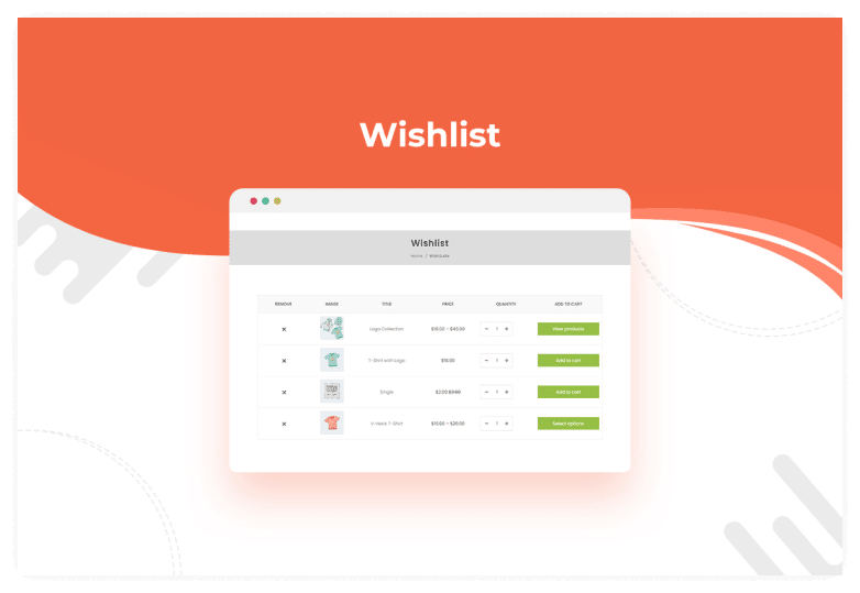 WooLentor wishlist module for WooCommerce