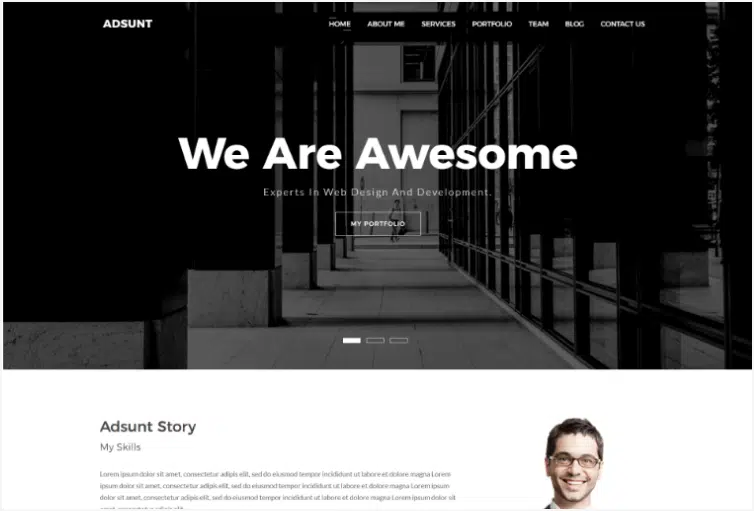 Adsunt – One Page Portfolio Template 