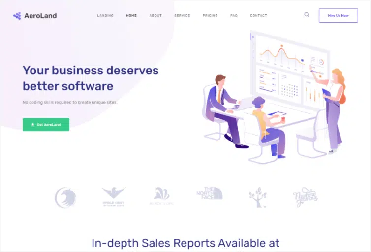 Aeroland – Vue Landing Page Website Template