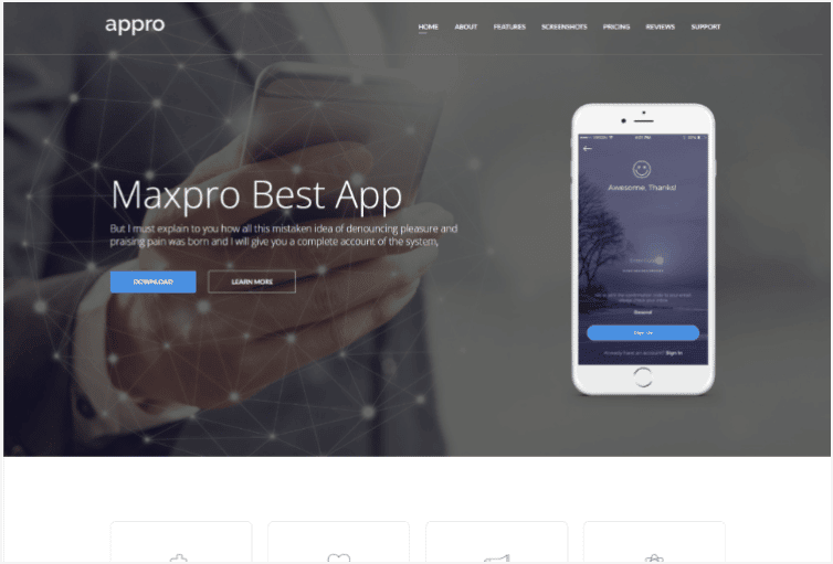 Appro- App Landing HTML Page Template