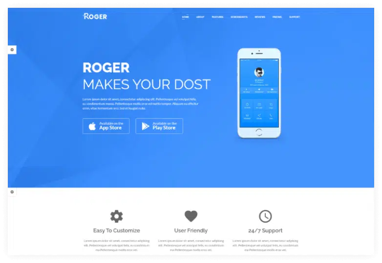 Multipurpose Landing Page Template - Roger