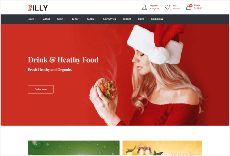 Billy - Food & Drink eCommerce Bootstrap 5 Template