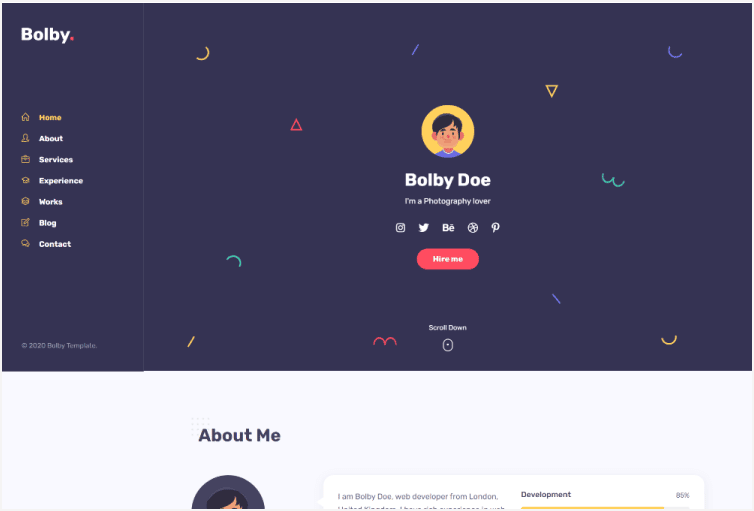 Bolby - Portfolio And CV And Resume HTML Template
