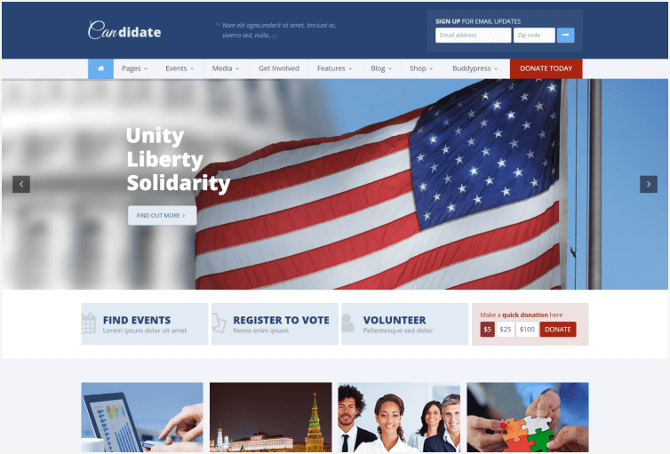 Candidate – Nonprofit/Church/Political WordPress Theme