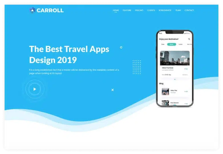 Carroll – App Landing Page HTML Template