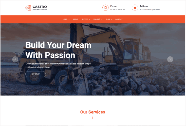 Castro Construction Company Template VueJS