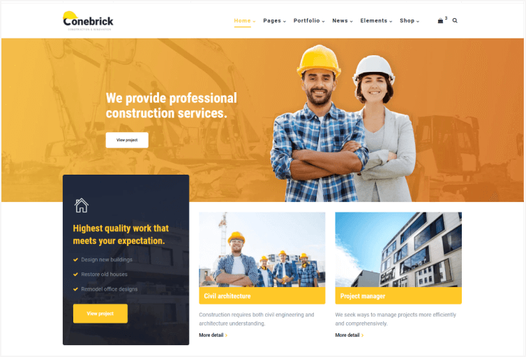 Conebrick Construction Company HTML Template based on Bootstrap