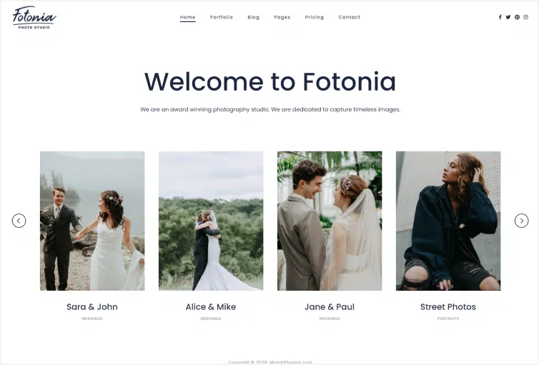 fotonia photography portfolio template