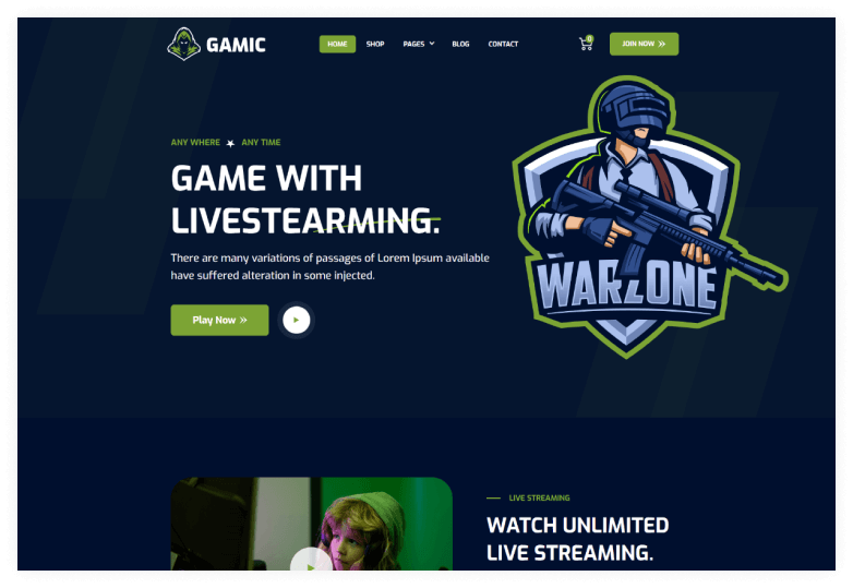 Gamic - Game Website Template