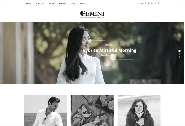 Gemini – Personal Blog HTML Template