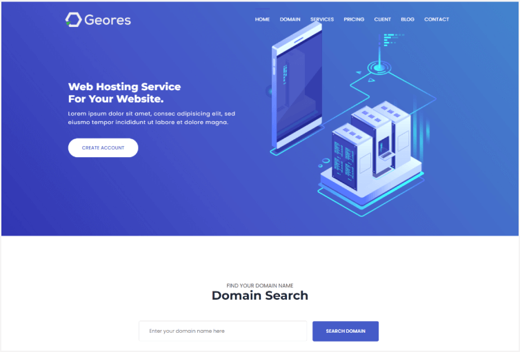 Geores – Hosting Service Landing Page Template