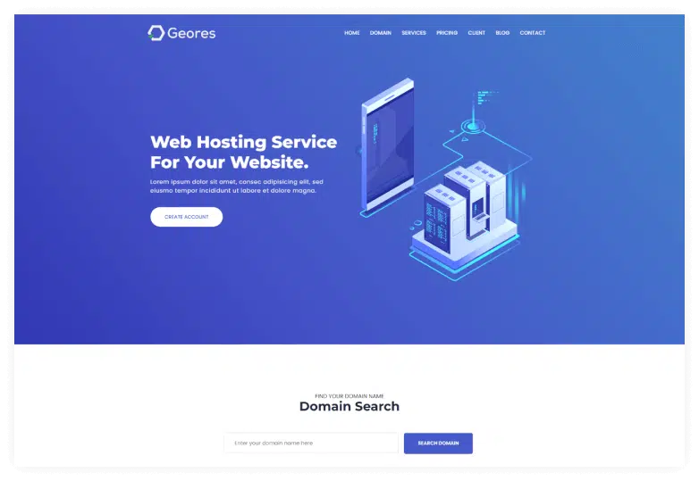 Geores – Hosting Service Landing Page Template