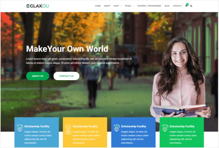 Glaxdu - Institute Website Template for Education