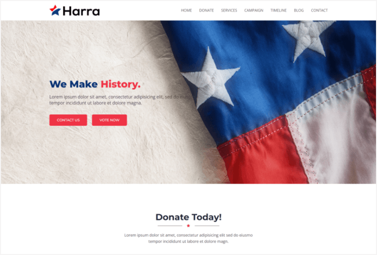 Harra- Political Landing Page Template
