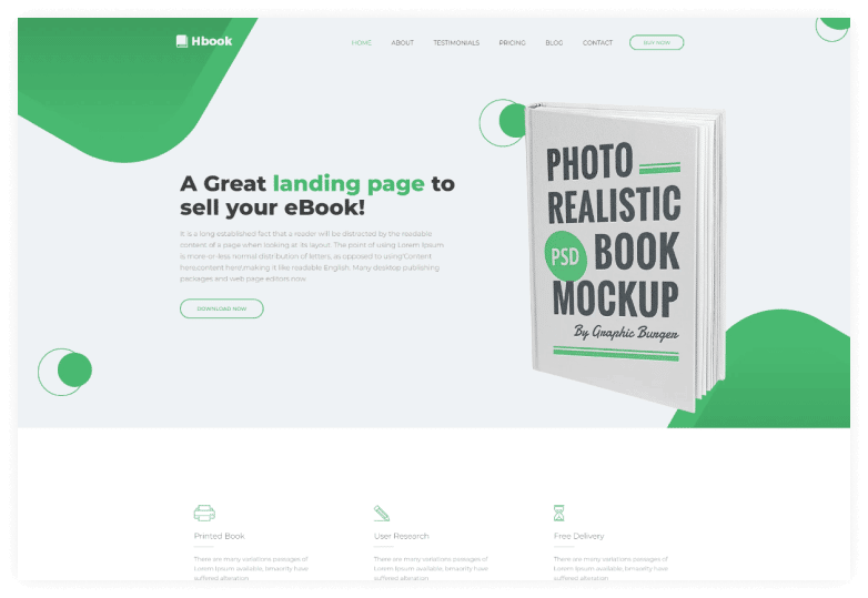 Hbook – Book Landing Page HTML Template