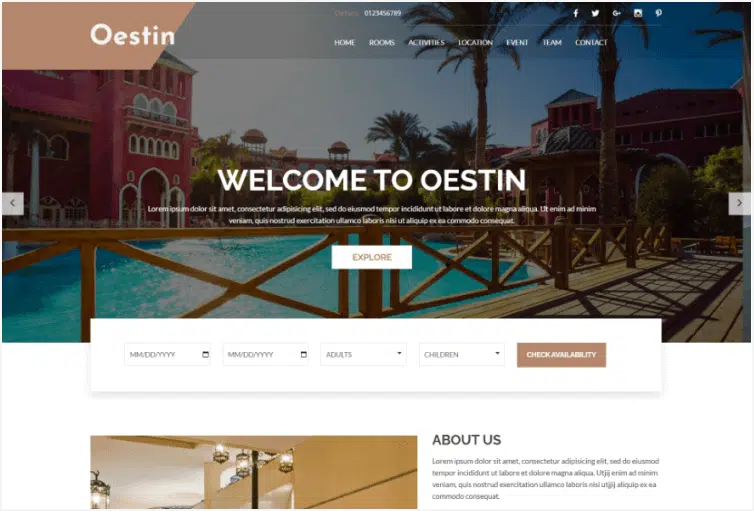Oestin - Hotel & Resort HTML Template
