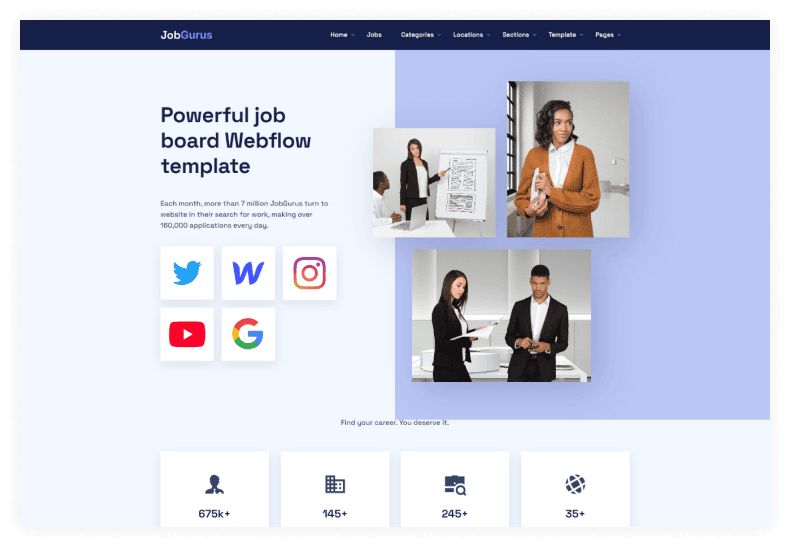 JobGurus - Job Portal Webflow Template