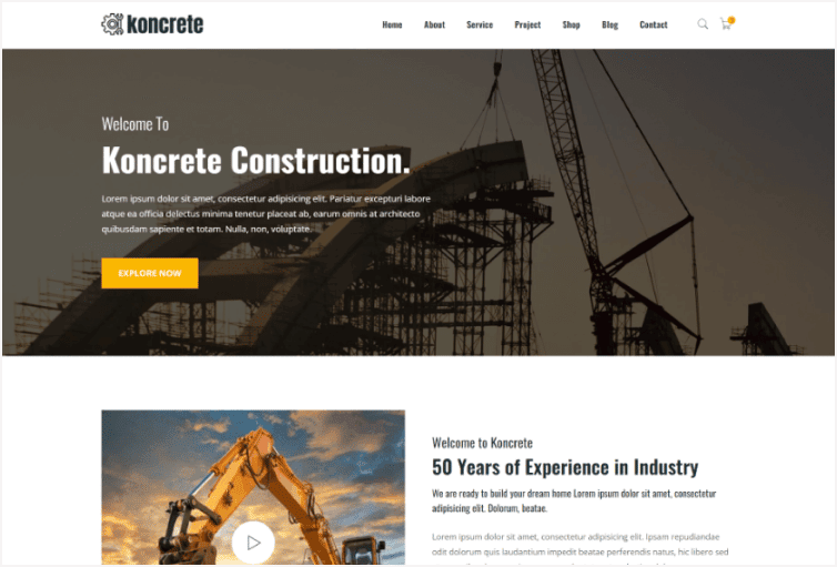 Koncrete Construction Business HTML Template using Bootstrap 5