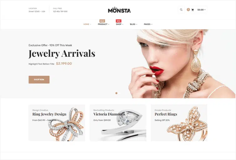 Jewelry Responsive Shopify Theme - Monsta