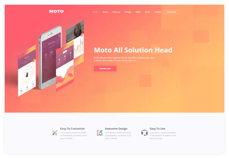 Moto – Multipurpose App Landing Page HTML Template