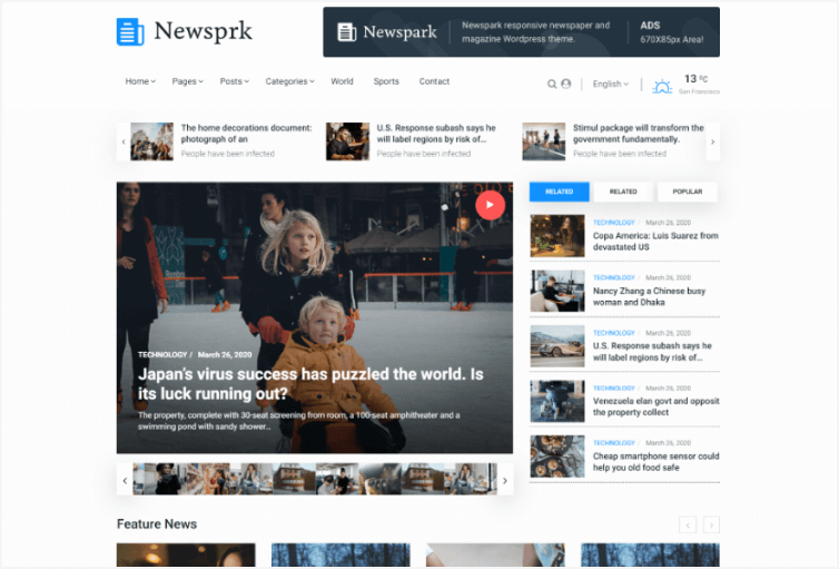 Newsprk - React Blog Magazine Template