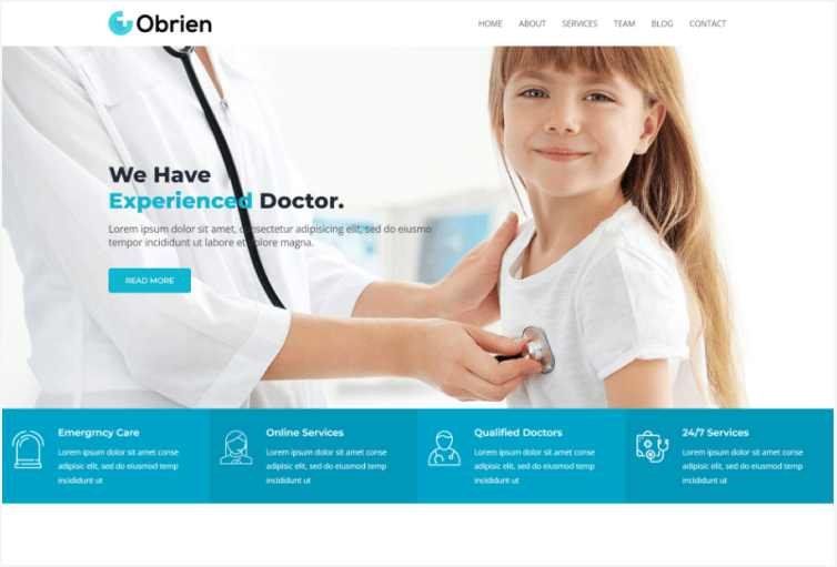 Obrien – Medical, Hospital, Clinic Landing Page Template