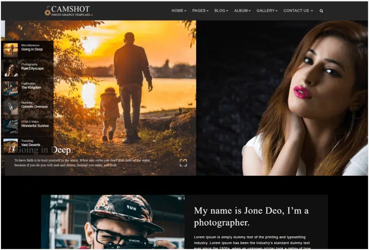 camshot photography personal portfolio html template