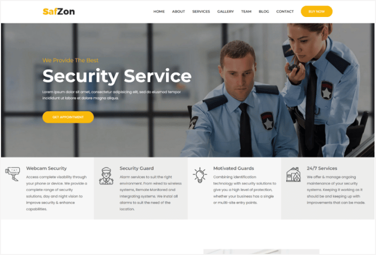 SafZon - Security Guard HTML Template