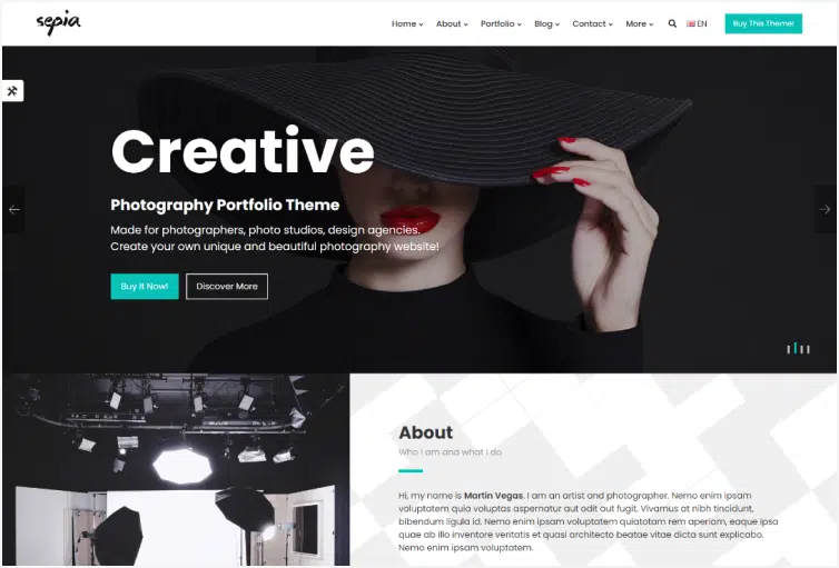 sepia photography portfolio html website template