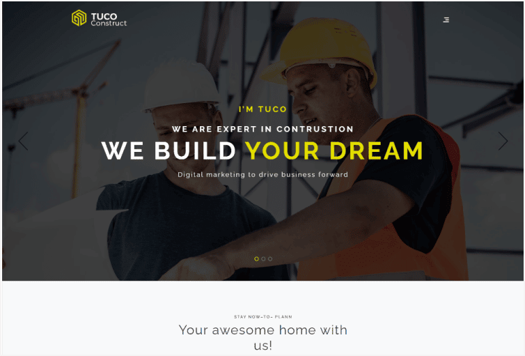 Tuco Builders Web site Template using Bootstrap Features List