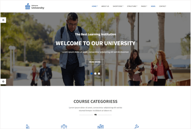 Universe - University Website Template using Bootstrap