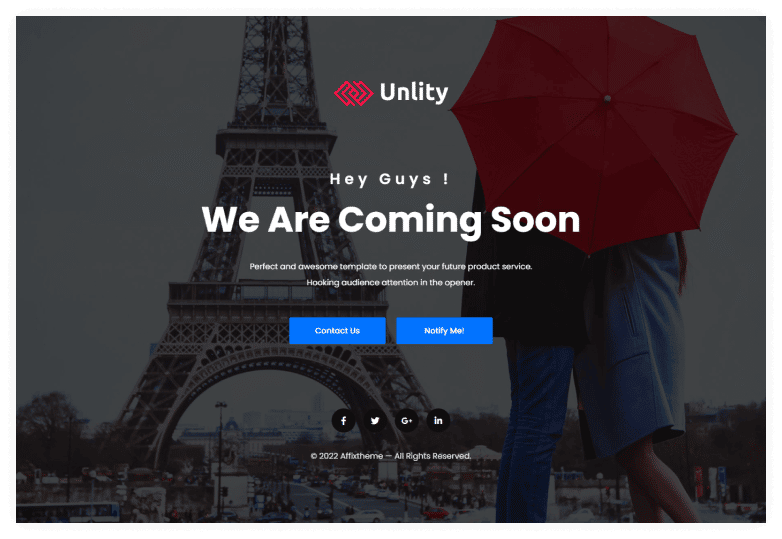 Unlity | Multipurpose Coming Soon HTML Template