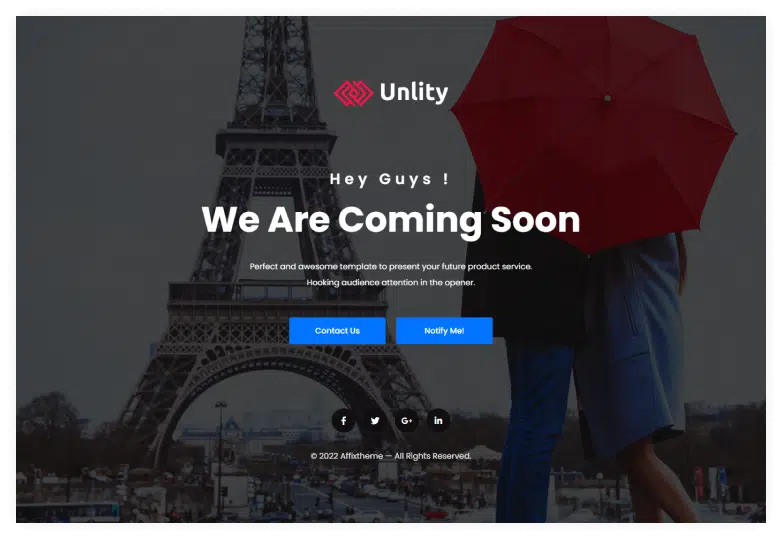 Unlity | Multipurpose Coming Soon HTML Template