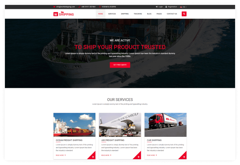 W-Shipping -The Multipurpose Shipping, Cargo and Logistics HTML5 Template